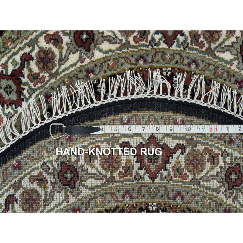 Shahbanu Rugs Obsidian Black with Vista White Tabriz Mahi with Unique